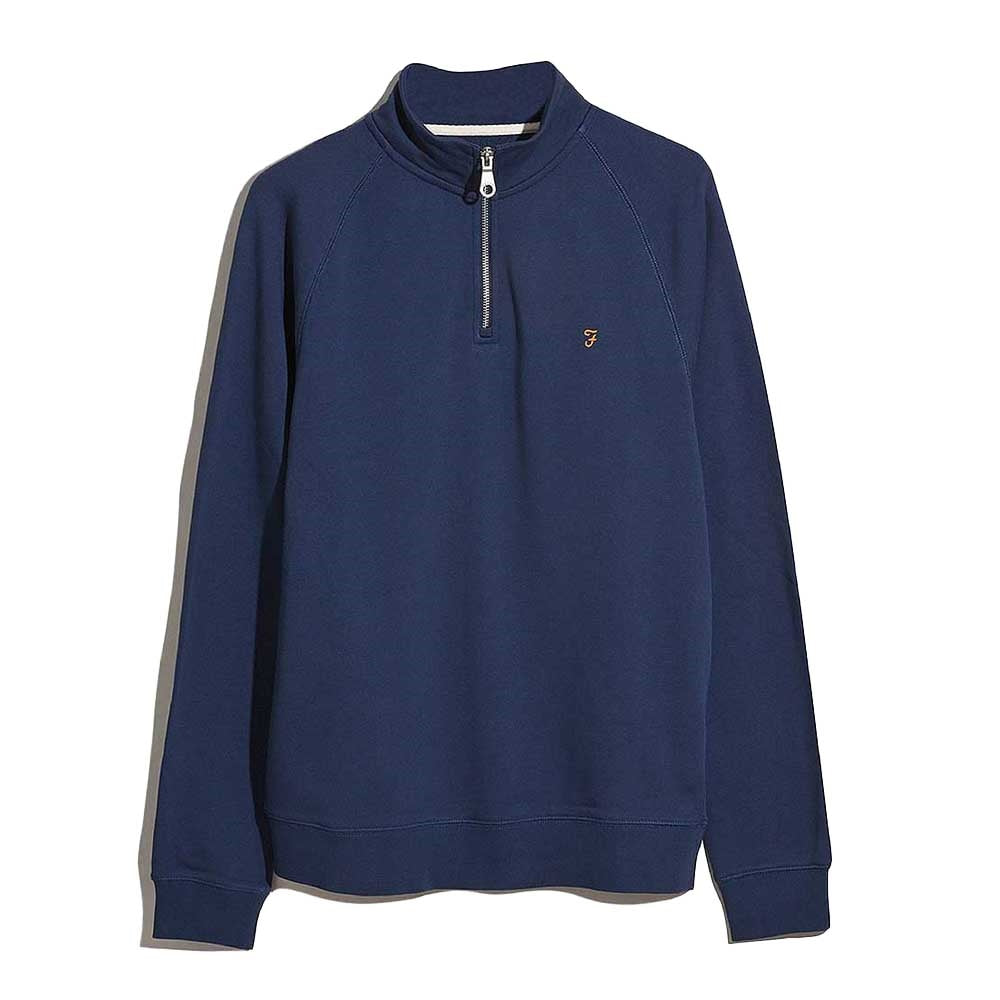 Farah Jim Organic Cotton Quarter Zip Sweatshirt - Sigil Blue F4ksb0734151