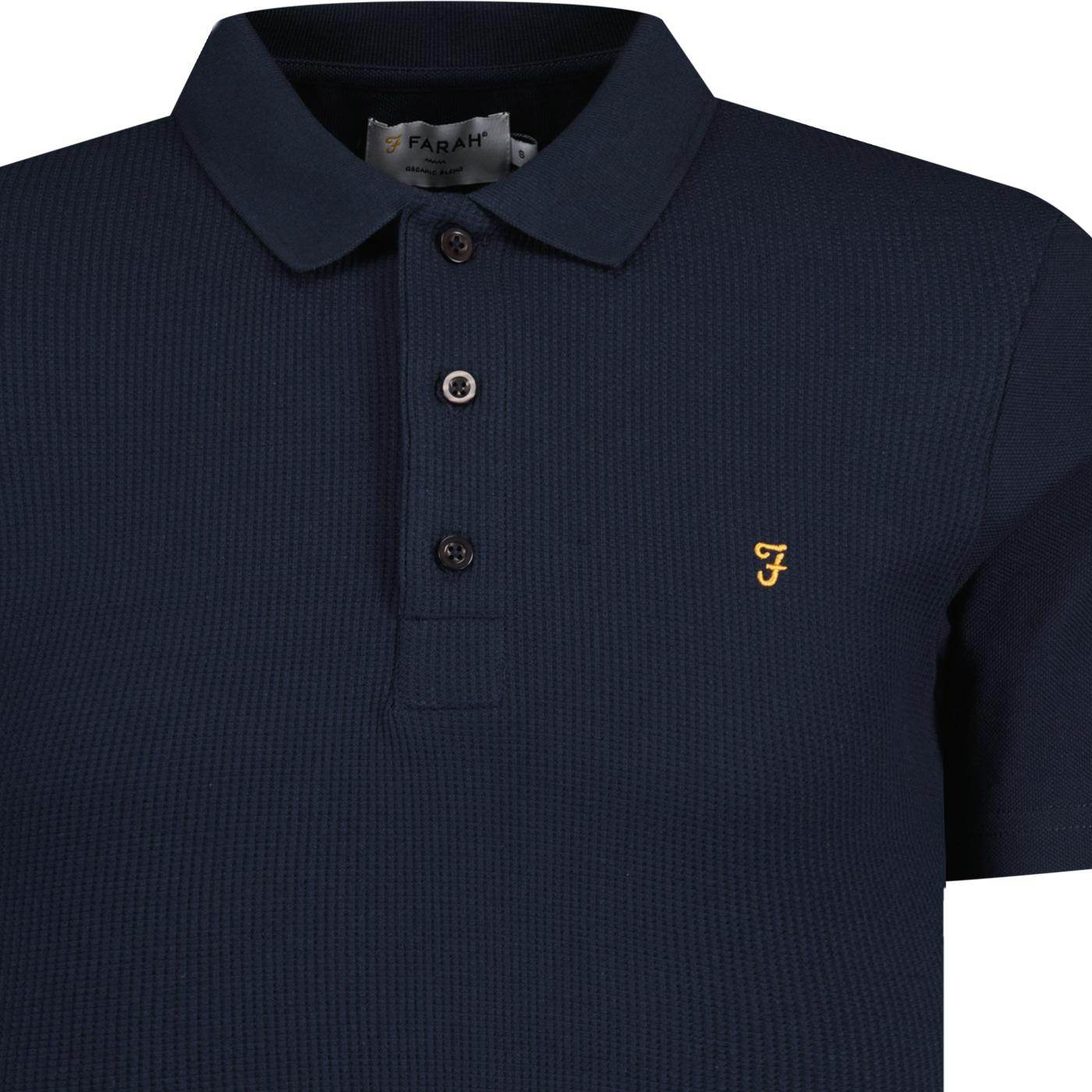 Farah Forster Textured Polo Shirt - True Navy F4ksc017-412-3