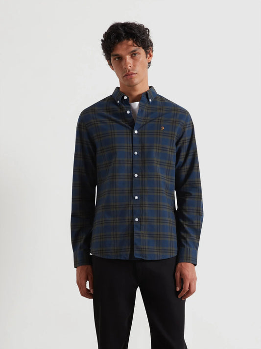 Farah Brewer Check Oxford Shirt - Evergreen F4wff0843571