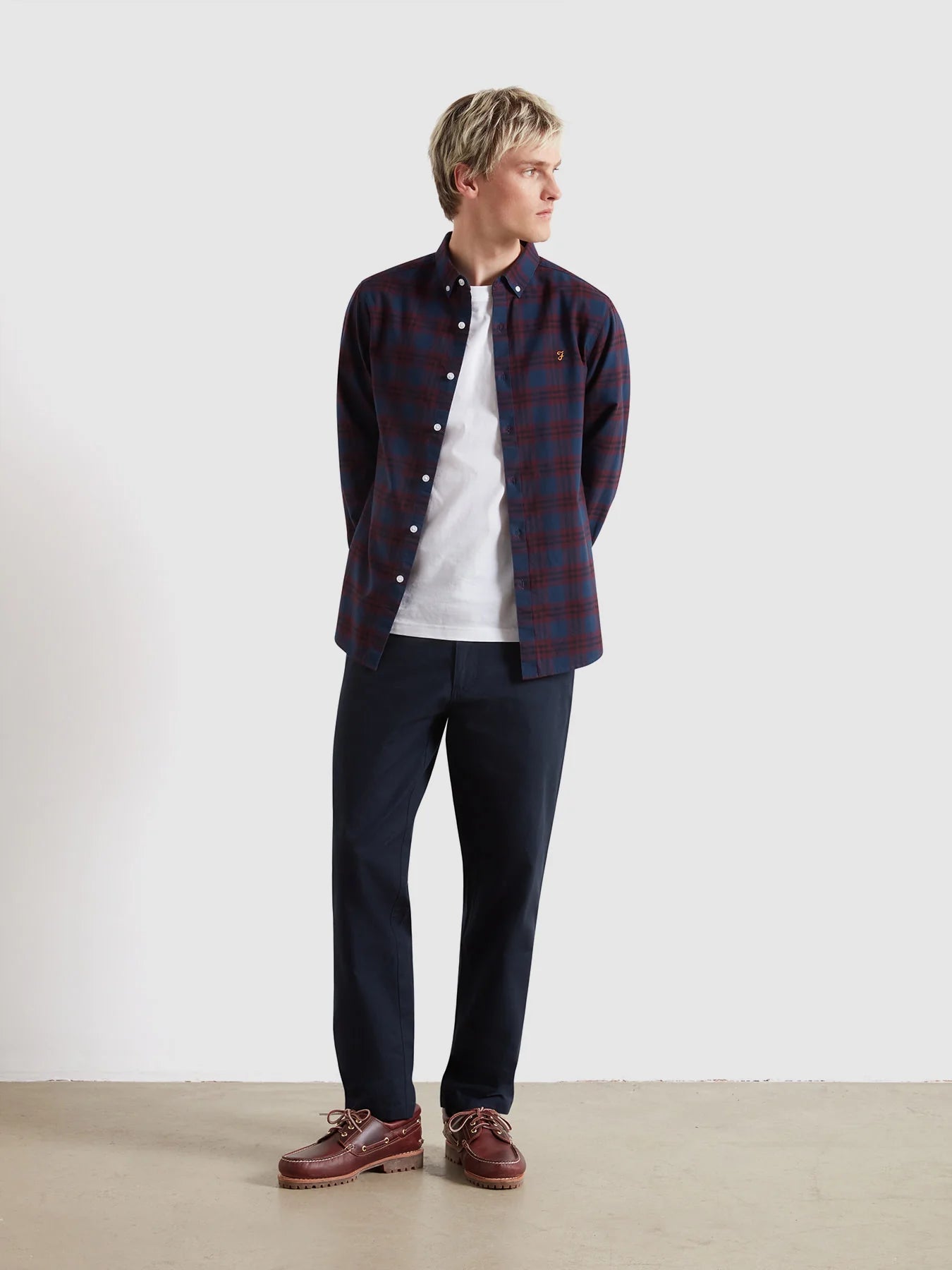 Farah Brewer Check Oxford Shirt - Bordeaux F4wff0845072