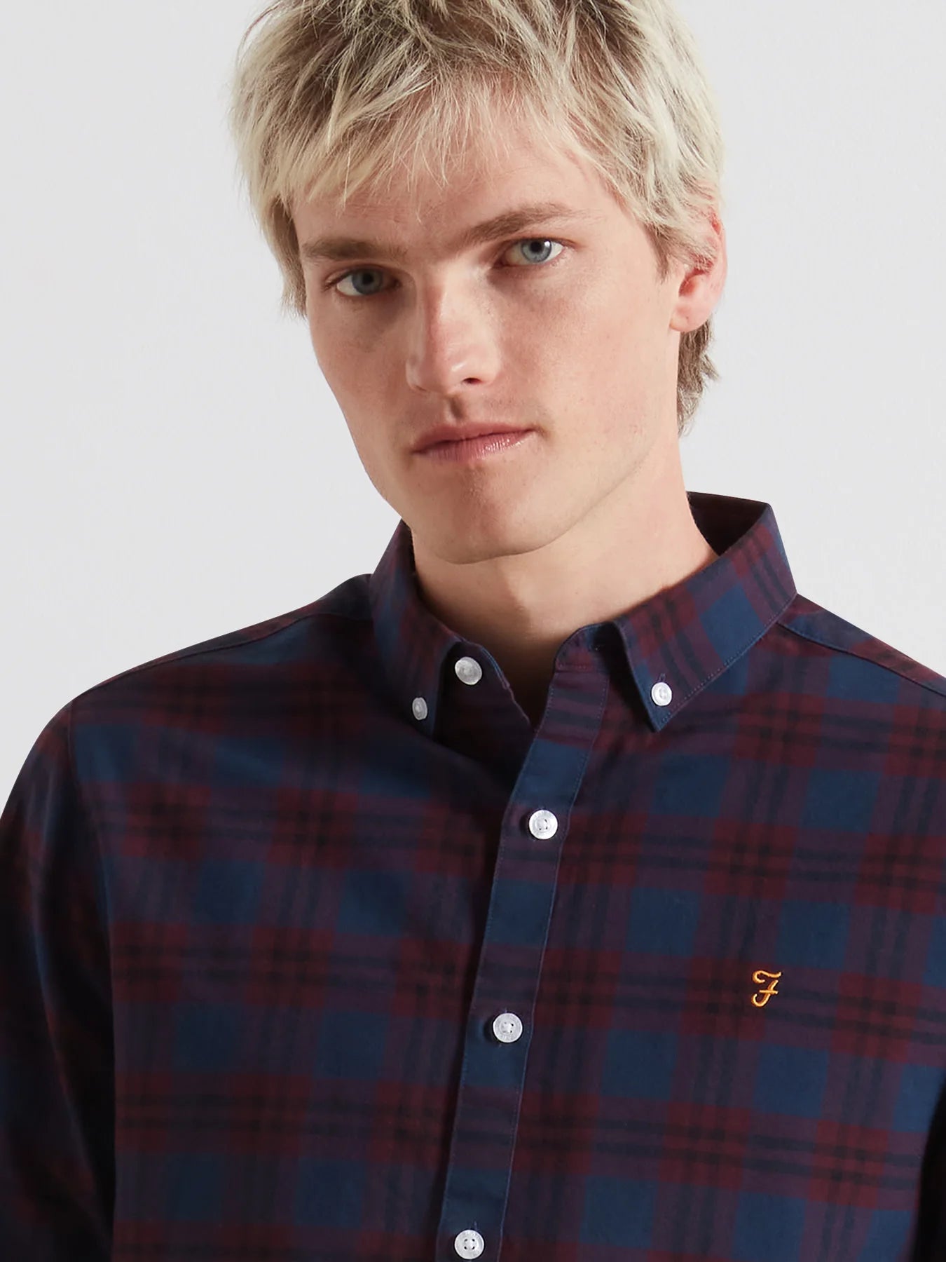 Farah Brewer Check Oxford Shirt - Bordeaux F4wff0845074