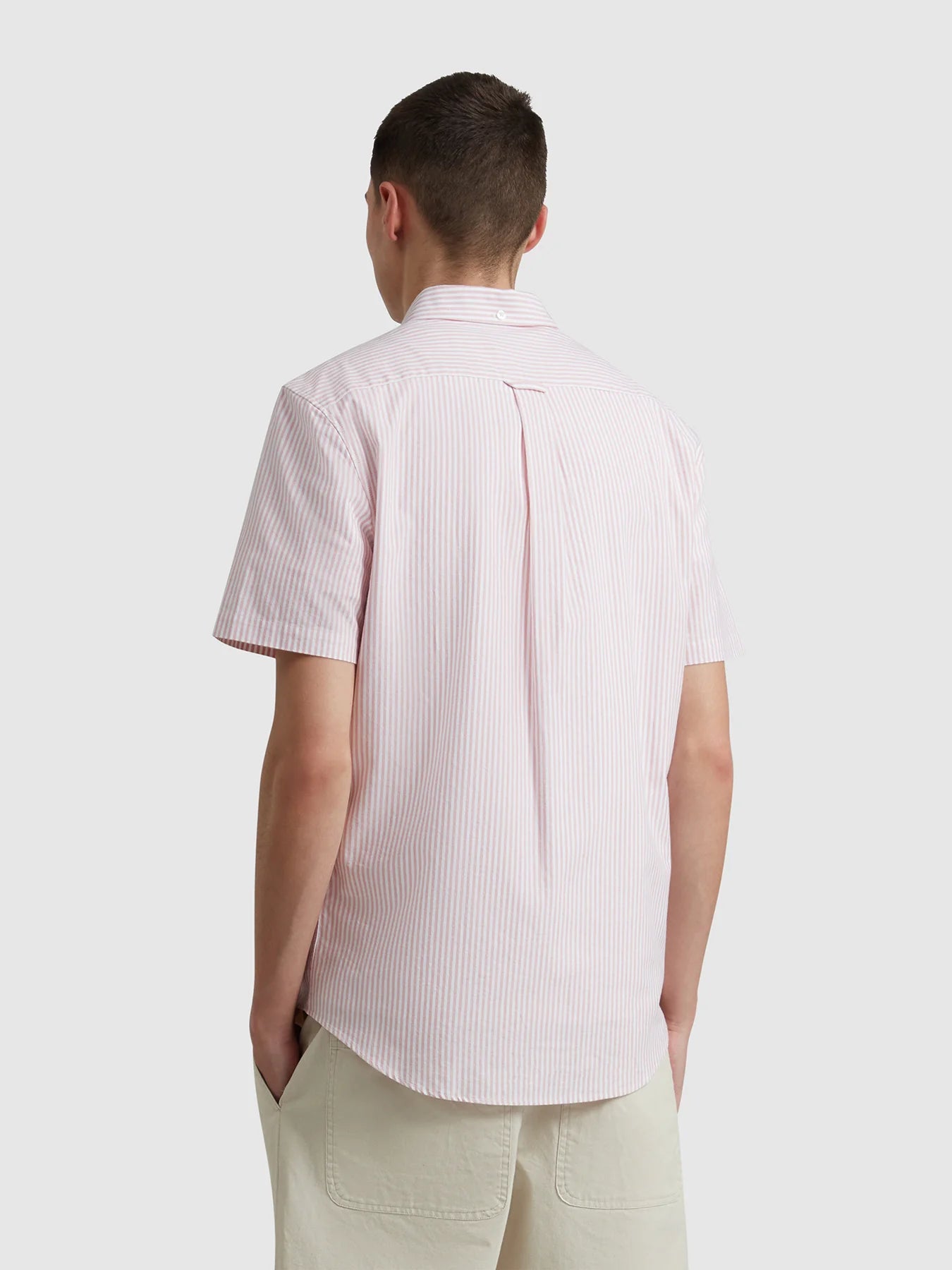 Farah Brewer Stripe Short Sleeve Shirt - Carnation Pink F4wmd0066773