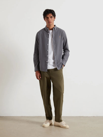 Farah Brewer Slim Fit Organic Cotton Oxford Shirt - Grey Shade F4wsb0600262