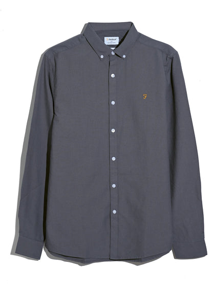 Farah Brewer Slim Fit Organic Cotton Oxford Shirt - Grey Shade F4wsb0600265