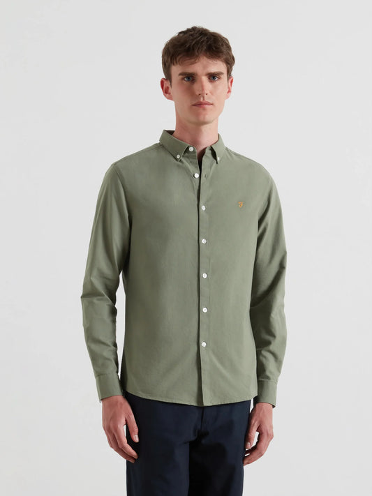 Farah Brewer Slim Fit Organic Cotton Oxford Shirt - Tarragon Green F4wsb0603181_2e42765b-3b49-4d37-81e8-3127ef730708