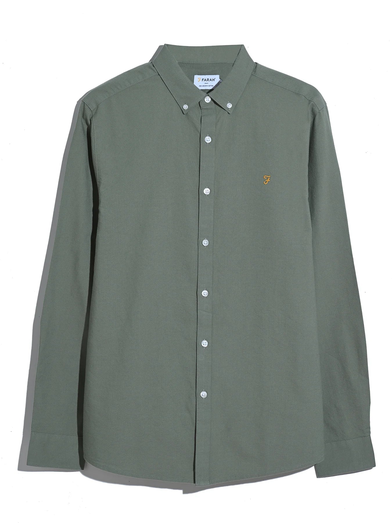 Farah Brewer Slim Fit Organic Cotton Oxford Shirt - Tarragon Green F4wsb0603185_f5c0f35b-4e2b-4395-9ef0-92a603788269