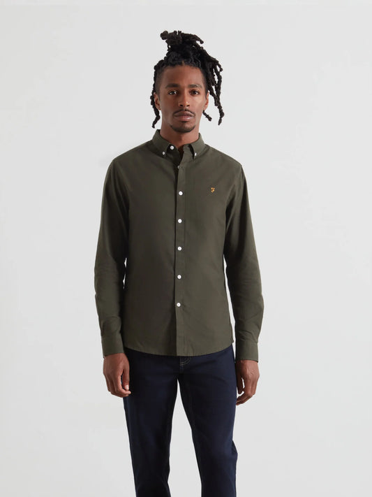 Farah Brewer Slim Fit Organic Cotton Oxford Shirt - Evergreen F4wsb0603571