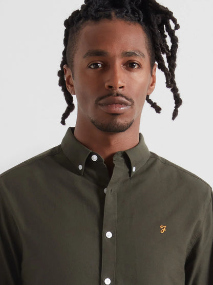 Farah Brewer Slim Fit Organic Cotton Oxford Shirt - Evergreen F4wsb0603574