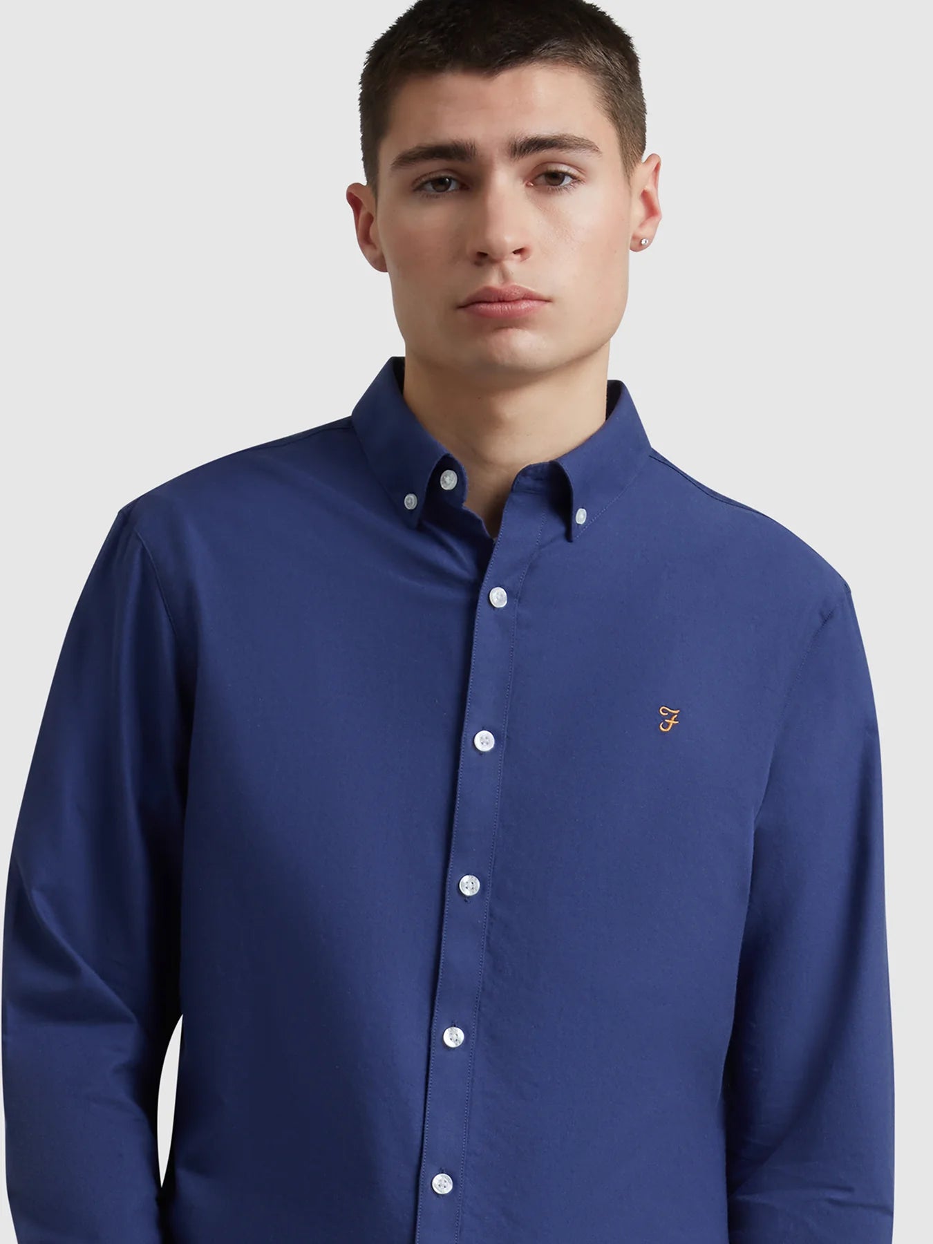 Farah Brewer Slim Fit Organic Cotton Oxford Shirt - Sigil Blue F4wsb0604154