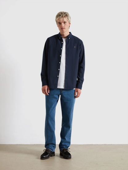 Farah Brewer Slim Fit Organic Cotton Oxford Shirt - Navy F4wsb0604542