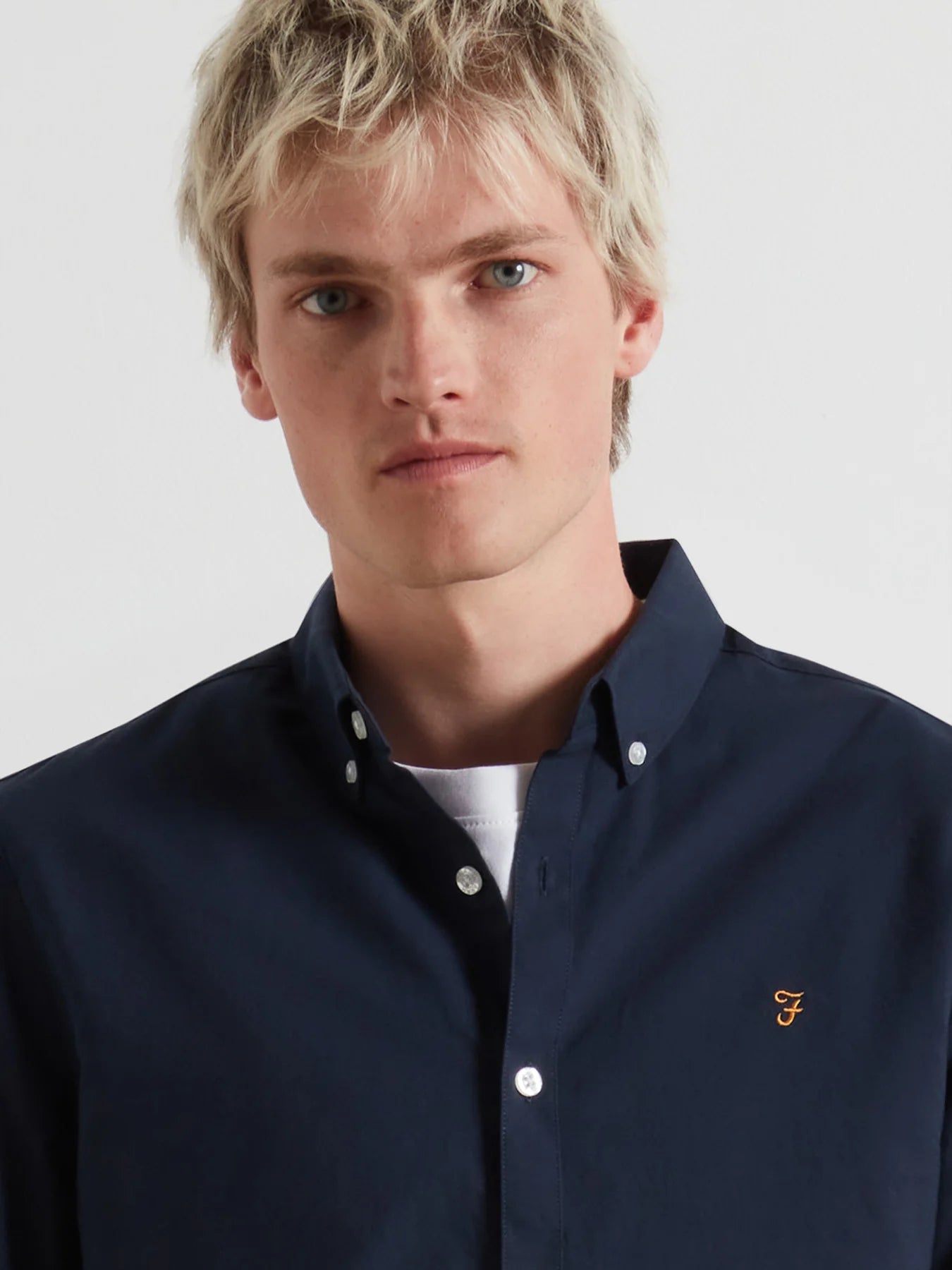 Farah Brewer Slim Fit Organic Cotton Oxford Shirt - Navy F4wsb0604544