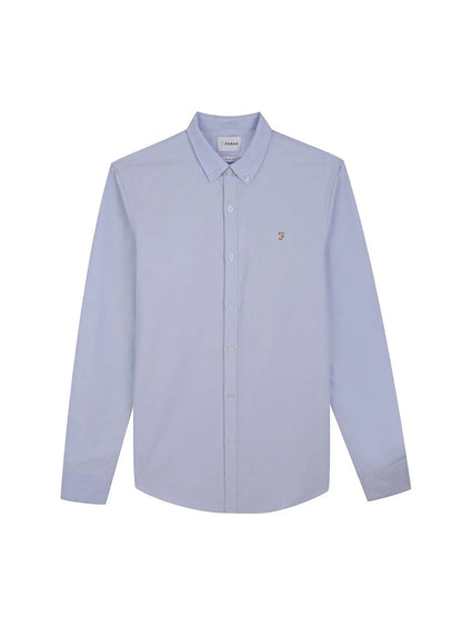 Farah Brewer Slim Fit Organic Cotton Oxford Shirt - Sky Blue F4wsb0604685