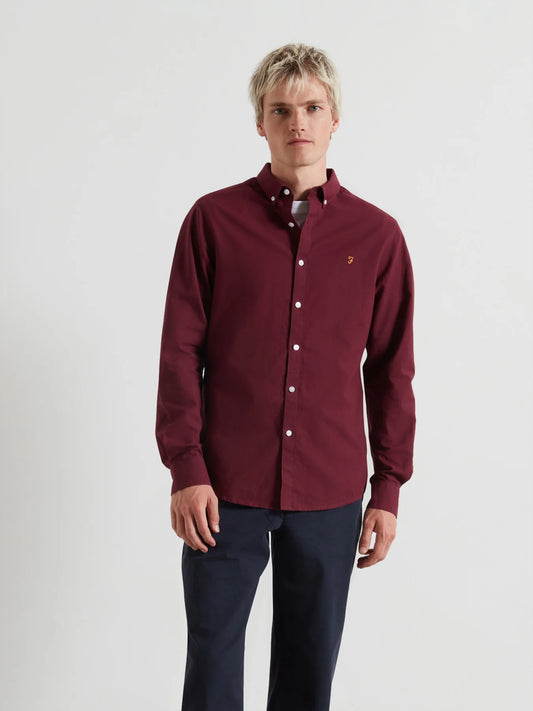 Farah Brewer Slim Fit Organic Cotton Oxford Shirt - Bordeaux F4wsb0605071