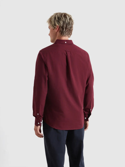 Farah Brewer Slim Fit Organic Cotton Oxford Shirt - Bordeaux F4wsb0605073