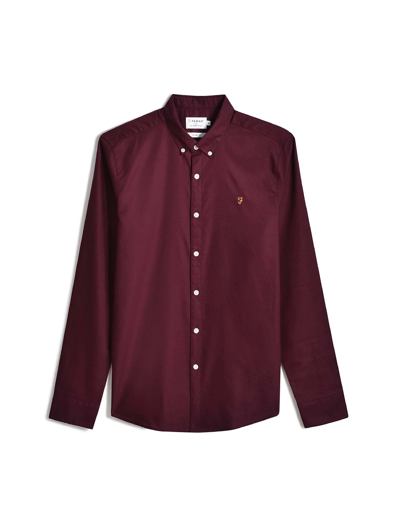 Farah Brewer Slim Fit Organic Cotton Oxford Shirt - Bordeaux F4wsb0605075