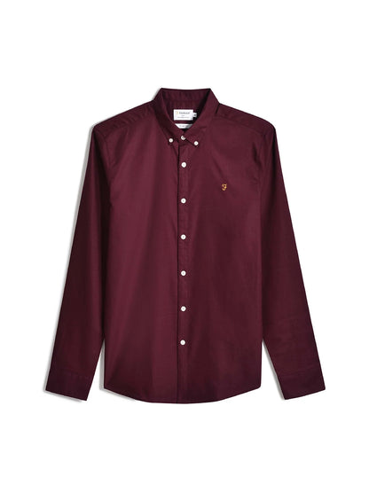 Farah Brewer Slim Fit Organic Cotton Oxford Shirt - Bordeaux F4wsb0605075