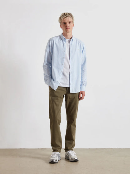 Farah Brewer Slim Fit Striped Organic Cotton Oxford Shirt - Sky Blue F4wsb0704682