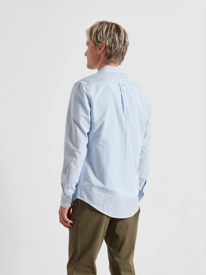 Farah Brewer Slim Fit Striped Organic Cotton Oxford Shirt - Sky Blue F4wsb0704683