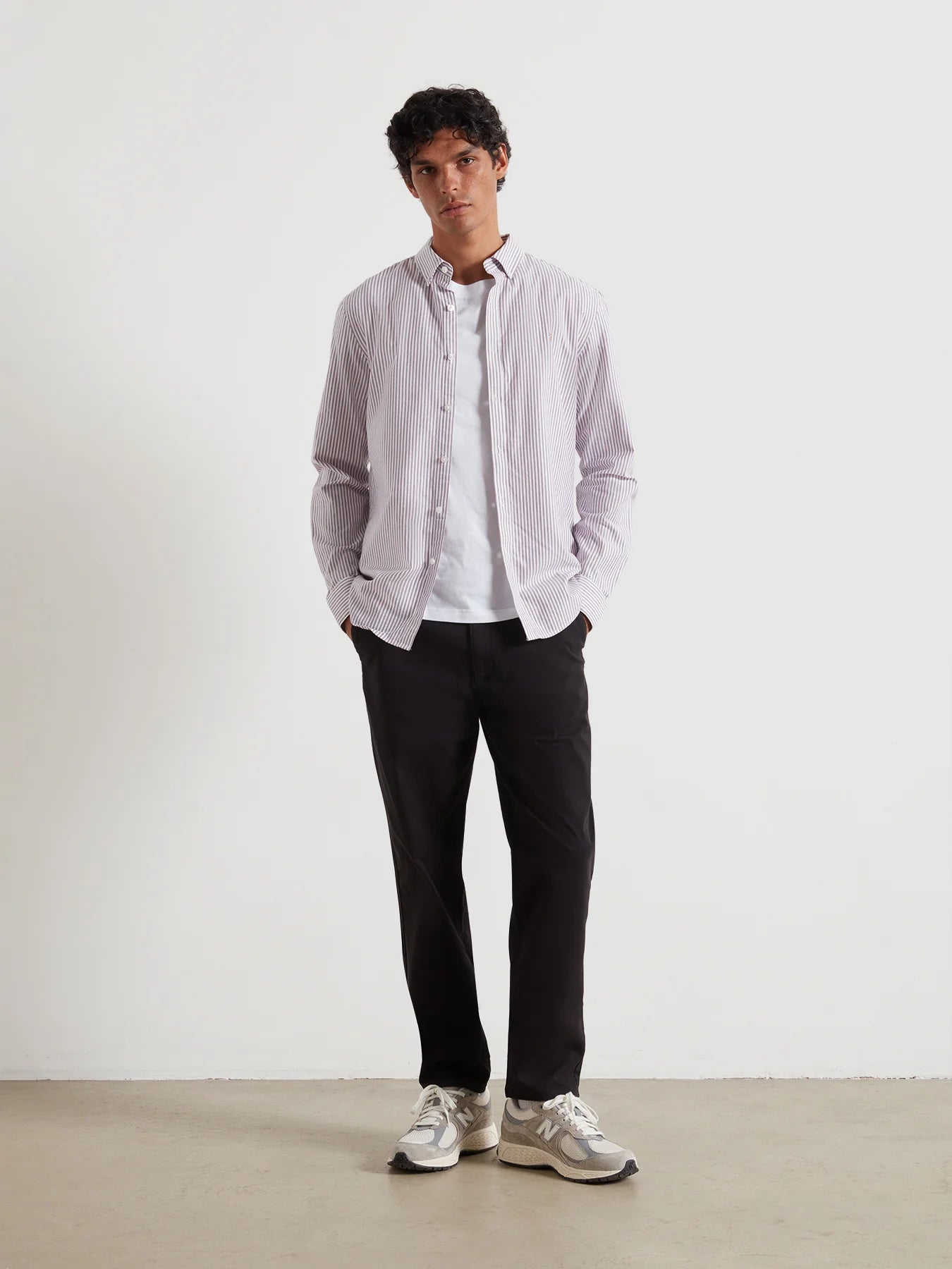 Farah Brewer Slim Fit Striped Organic Cotton Oxford Shirt In Bordeaux F4wsb0705072