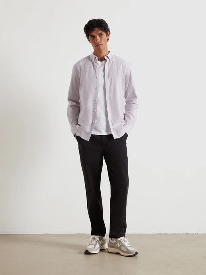 Farah Brewer Slim Fit Striped Organic Cotton Oxford Shirt In Bordeaux F4wsb0705072