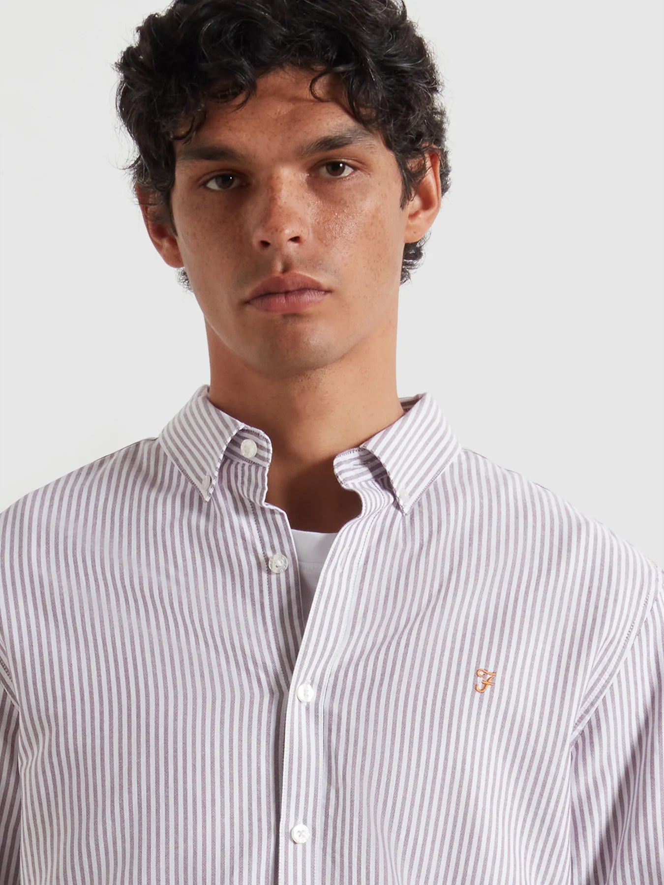 Farah Brewer Slim Fit Striped Organic Cotton Oxford Shirt In Bordeaux F4wsb0705074