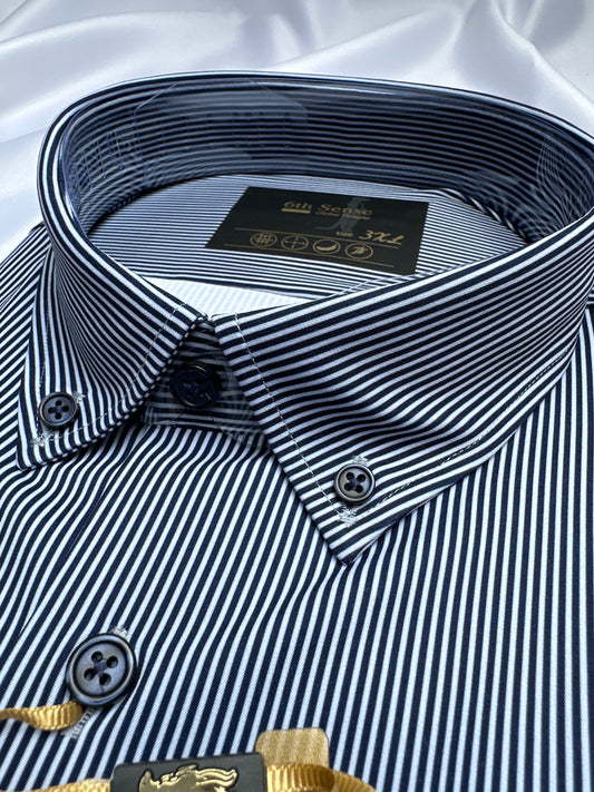 6th Sense Design striped performance shirt in blue at Ryle Menswear, Tralee