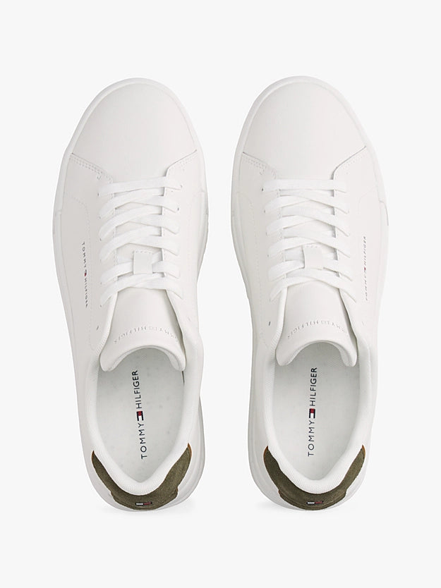 Tommy Hilfiger Logo Court Trainers With Leather - Ecru / Platinum Olive FM0FM05367_0K4_alternate2