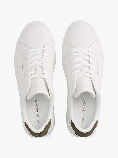 Tommy Hilfiger Logo Court Trainers With Leather - Ecru / Platinum Olive FM0FM05367_0K4_alternate2