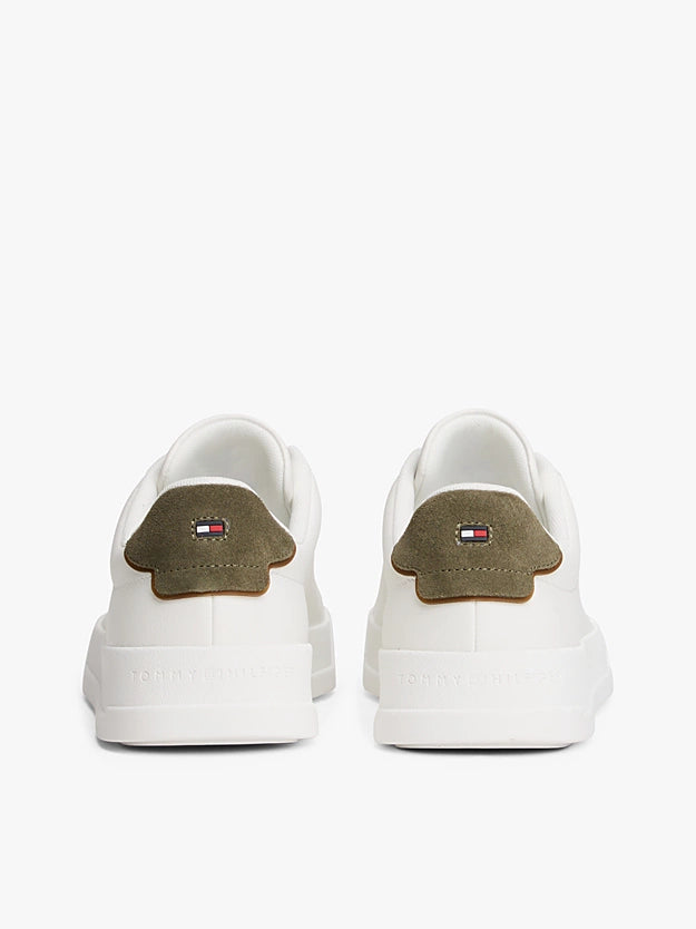Tommy Hilfiger Logo Court Trainers With Leather - Ecru / Platinum Olive FM0FM05367_0K4_alternate3
