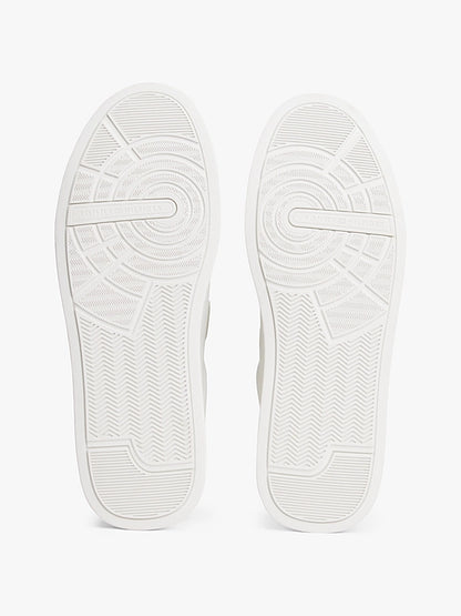 Tommy Hilfiger Logo Court Trainers With Leather - Ecru / Platinum Olive FM0FM05367_0K4_alternate4