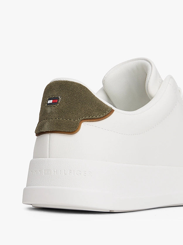 Tommy Hilfiger Logo Court Trainers With Leather - Ecru / Platinum Olive FM0FM05367_0K4_alternate5