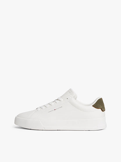 Tommy Hilfiger Logo Court Trainers With Leather - Ecru / Platinum Olive FM0FM05367_0K4_alternate6