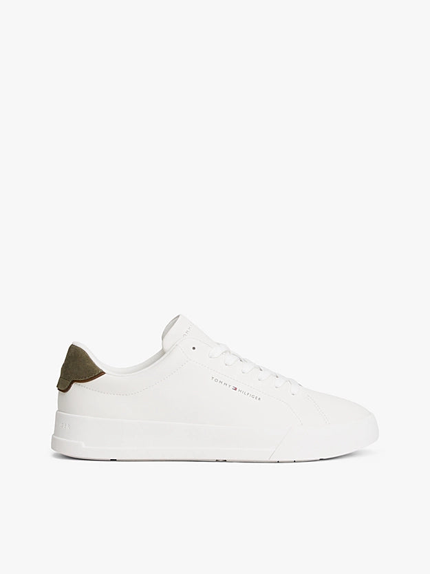 Tommy Hilfiger Logo Court Trainers With Leather - Ecru / Platinum Olive FM0FM05367_0K4_main_1