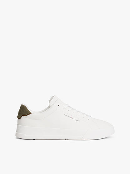 Tommy Hilfiger Logo Court Trainers With Leather - Ecru / Platinum Olive FM0FM05367_0K4_main_1