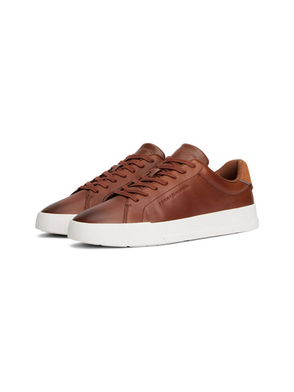 Tommy Hilfiger Leather Debossed Court Trainers - Winter Cognac FM0FM05729_GVI_alternate1_ay