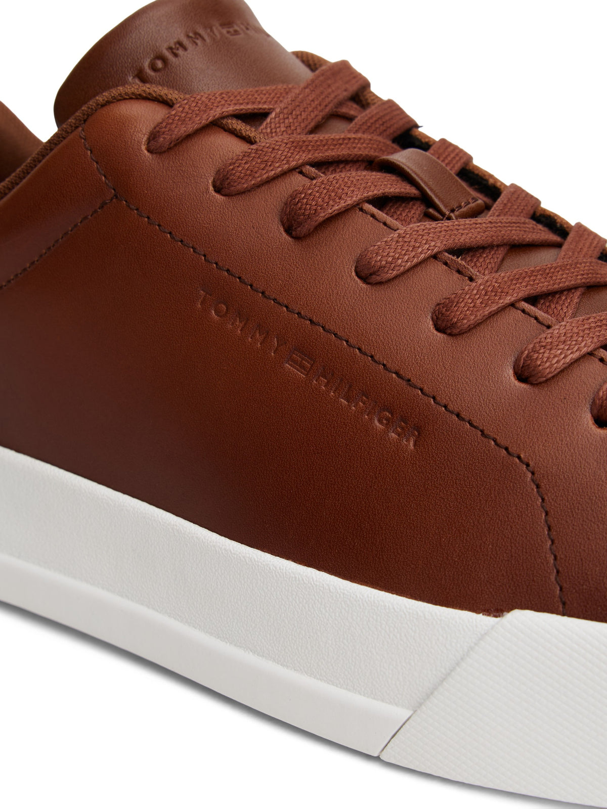 Tommy Hilfiger Leather Debossed Court Trainers - Winter Cognac FM0FM05729_GVI_alternate5_ay