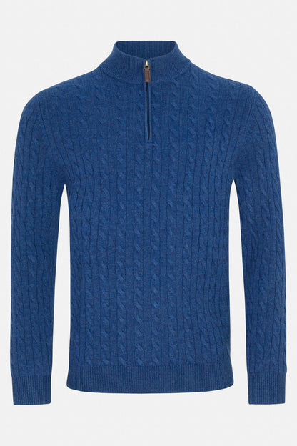 Benetti Grant Cable Knit Quarter-Zip INDIGO Grant_Indigo_Cable_Knit