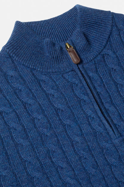 Benetti Grant Cable Knit Quarter-Zip Grant_Indigo_Cable_Knitwear