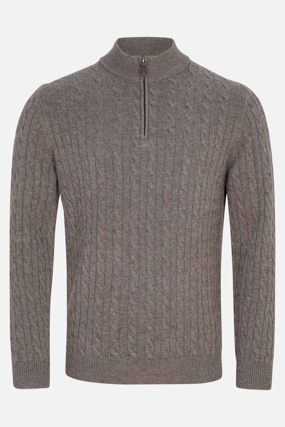 Benetti Grant Cable Knit Quarter-Zip BROWN Grant_QZip_Brown_01