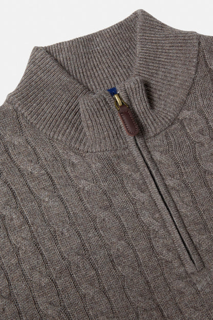 Benetti Grant Cable Knit Quarter-Zip Grant_QZip_Brown_02