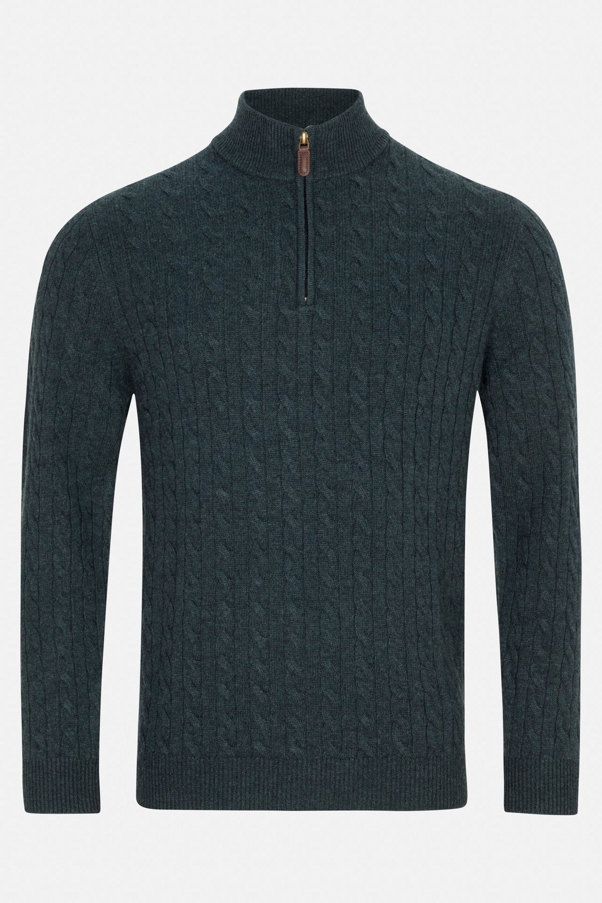 Benetti Grant Cable Knit Quarter-Zip TEAL Grant_QZip_Teal_01