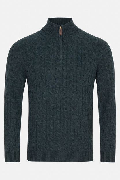Benetti Grant Cable Knit Quarter-Zip TEAL Grant_QZip_Teal_01
