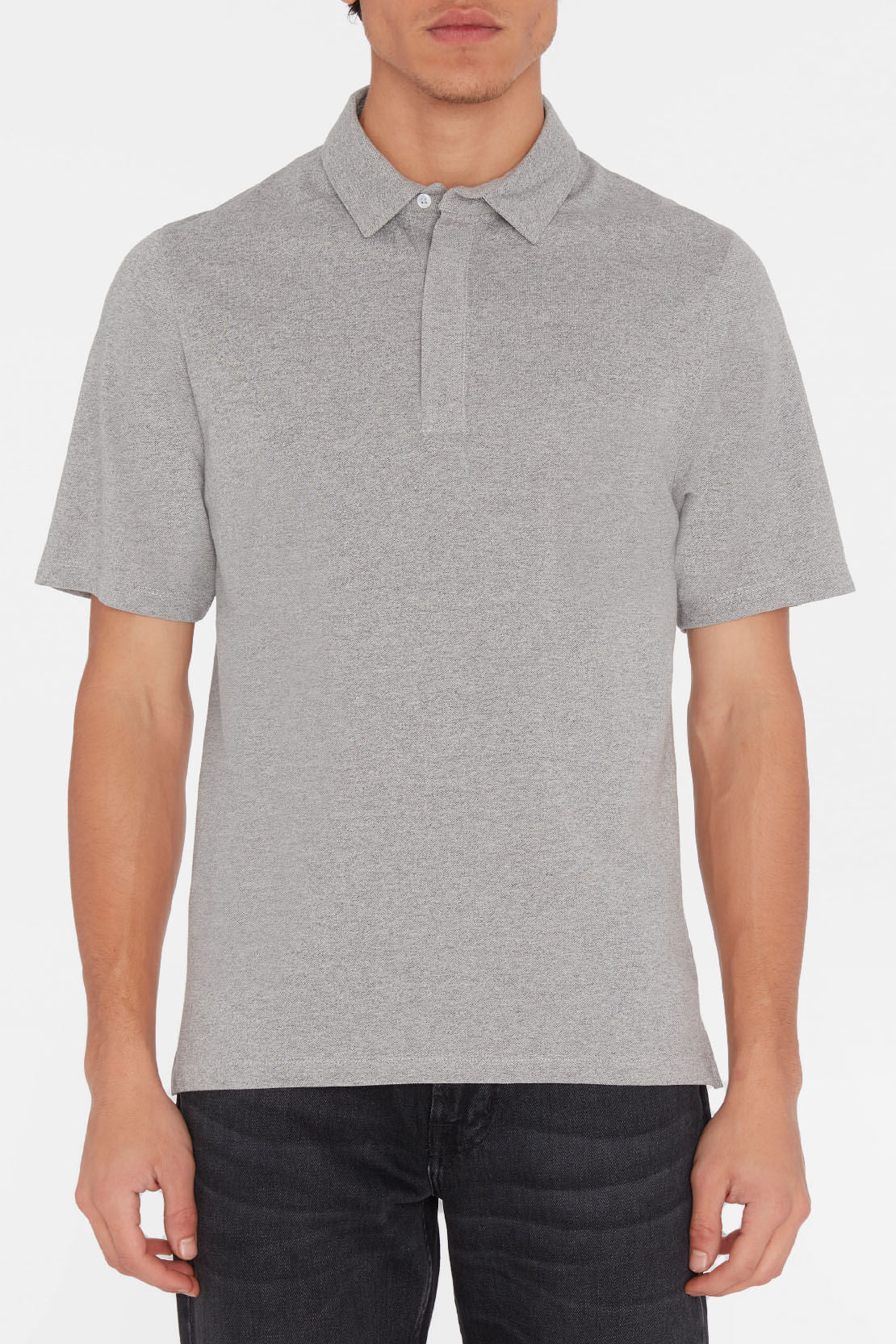 7 For All Mankind Piqué Polo Shirt - Grey Melange JSMM3400PG_FW22-202
