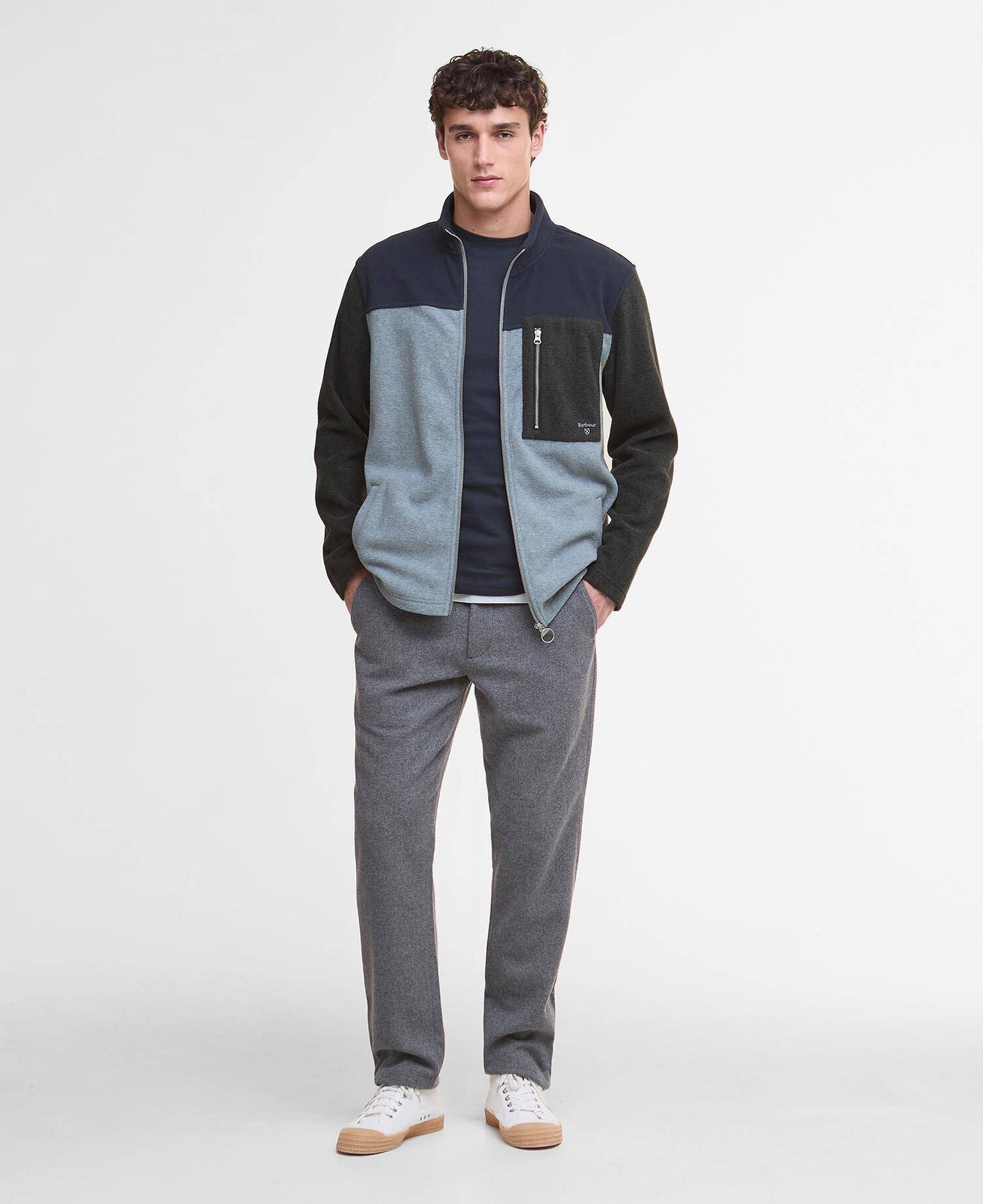 Barbour Colour Block Fleece - Grey Marl MFL0207GY52_03getthelook