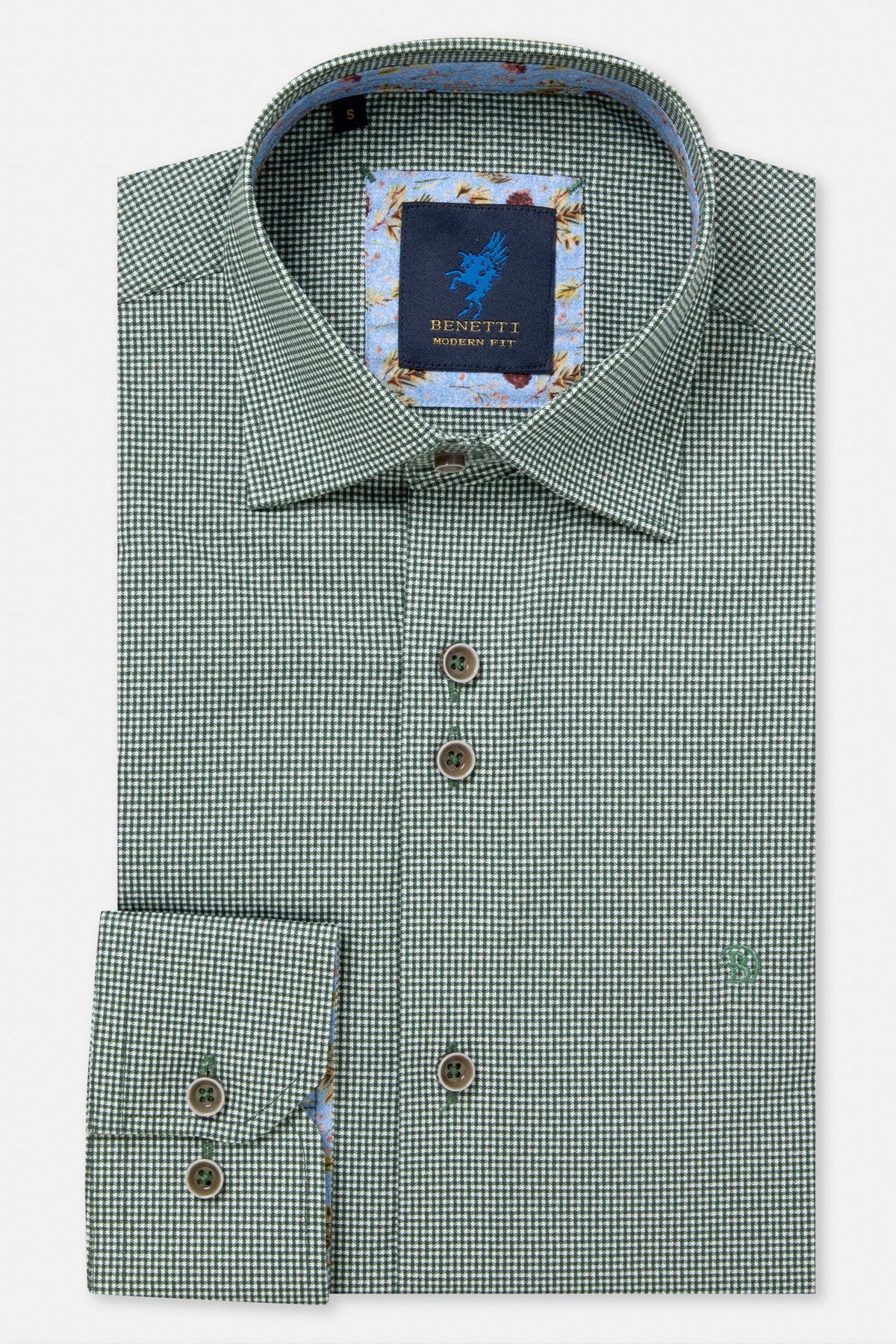 Benetti Rega Micro-Check Shirt MF_Rega_Forest_01