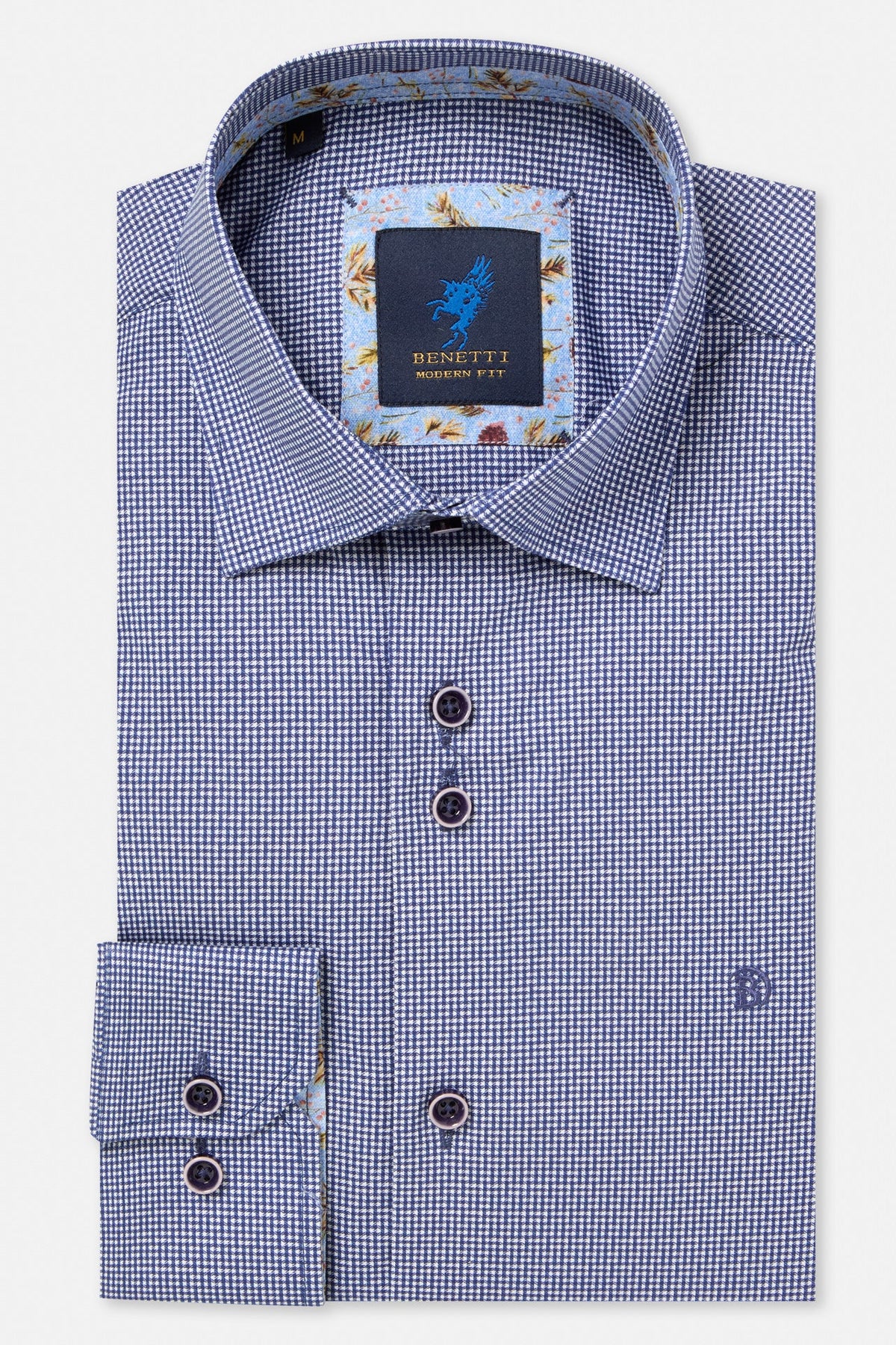 Benetti Rega Micro-Check Shirt MF_Rega_Navy_01