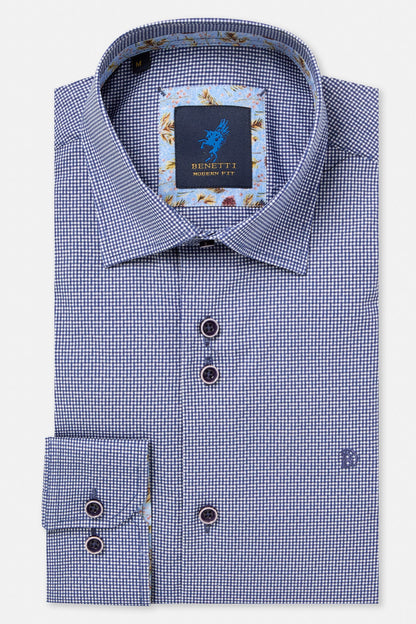 Benetti Rega Micro-Check Shirt MF_Rega_Navy_01