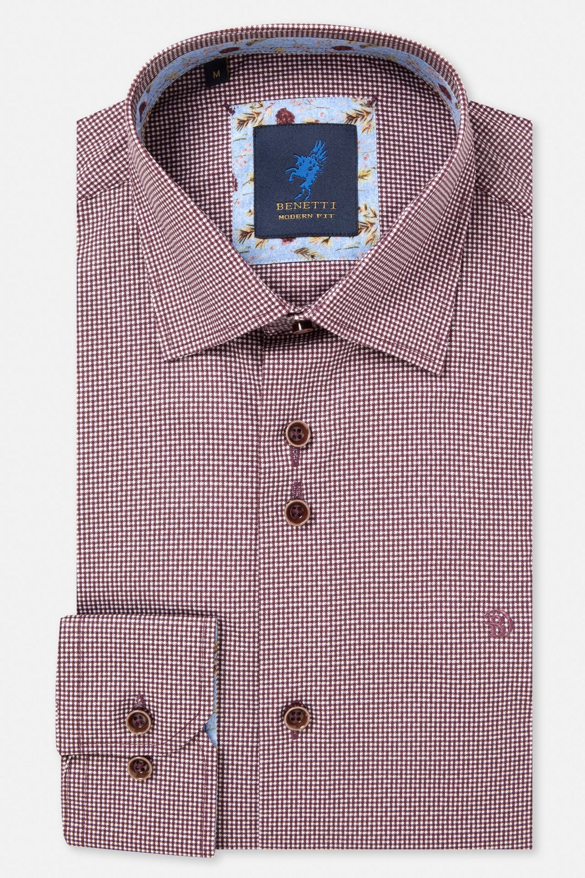 Benetti Rega Micro-Check Shirt MF_Rega_Plum_01