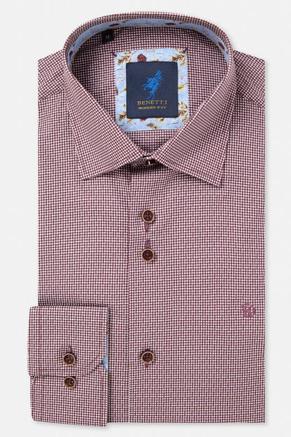 Benetti Rega Micro-Check Shirt MF_Rega_Plum_01