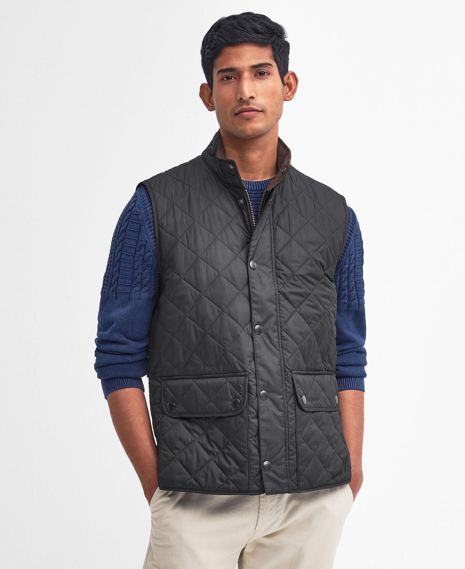 Barbour Lowerdale Gilet in Black - front view on model